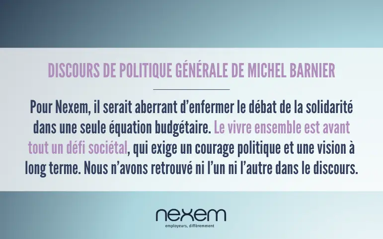 Discours de politique générale de Michel Barnier : la réaction de Nexem